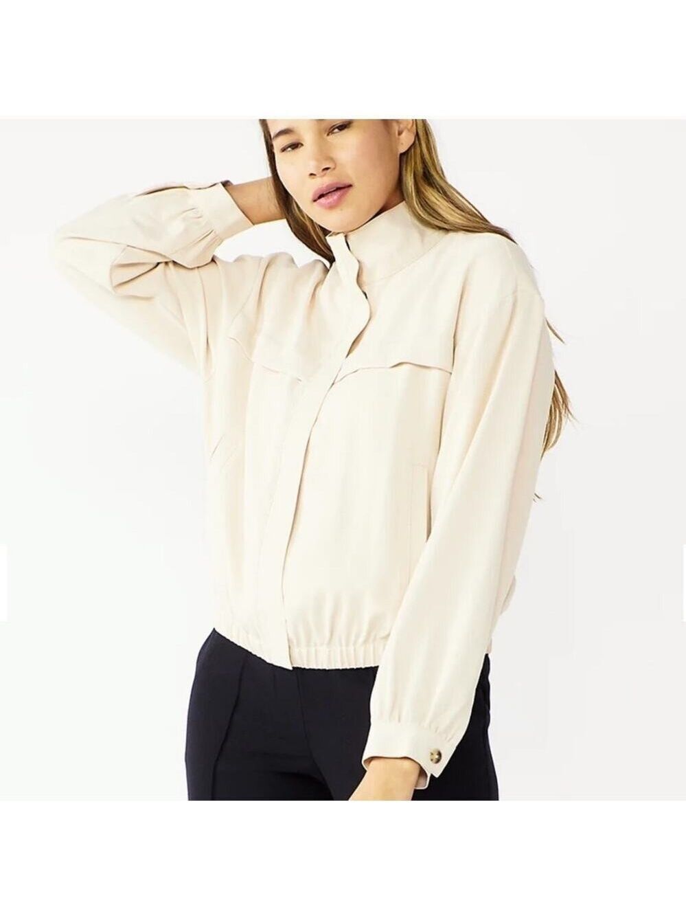 Nine West Draped Bomber Jacket
Beige Size XL